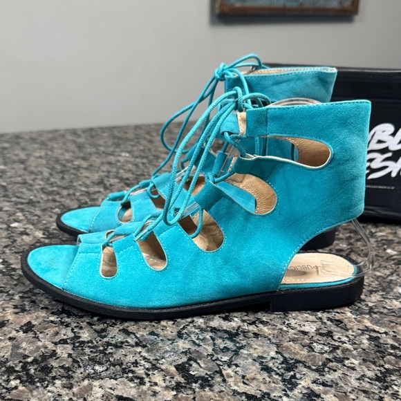 Public Desire Turquoise Lace-Up Sandals NWT 8.5 - Picture 6 of 10